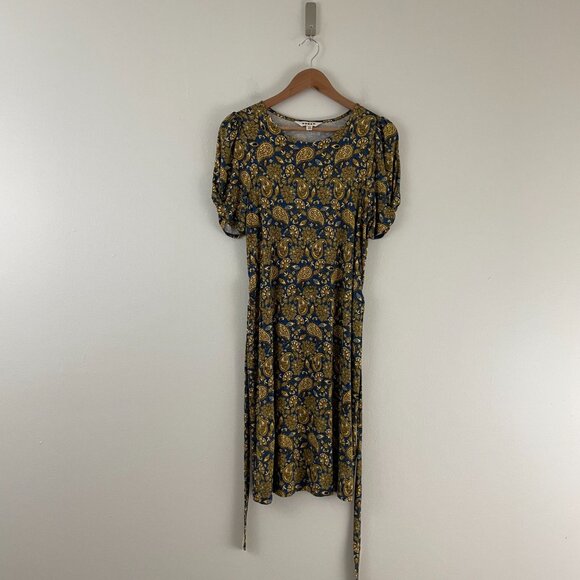 Boden Knot Detail Jersey Mini Dress in Harvest Gold Paisley Floral Size 6 - Picture 6 of 6